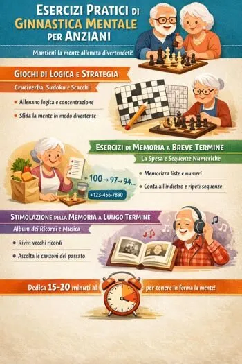 esercizi per stimolare la memoria in terza età