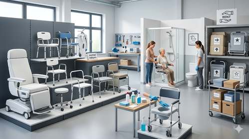 foto donna anziana sceglie sedia per il bagno