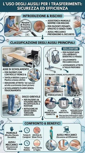 infografica ausili per spostare un anziano